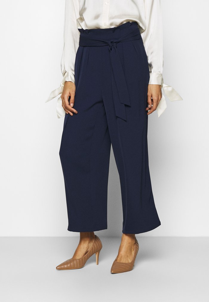 Pantalons Anna Field Larges Cropped Leg With Bleu Foncé Femme | EFF-8531672